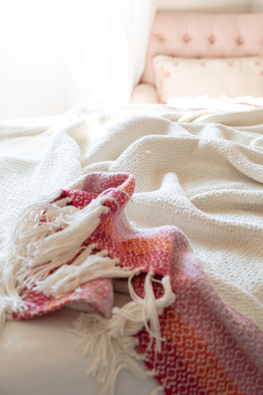 Sherbert Throw Blanket | Handwoven Cotton and Bamboo