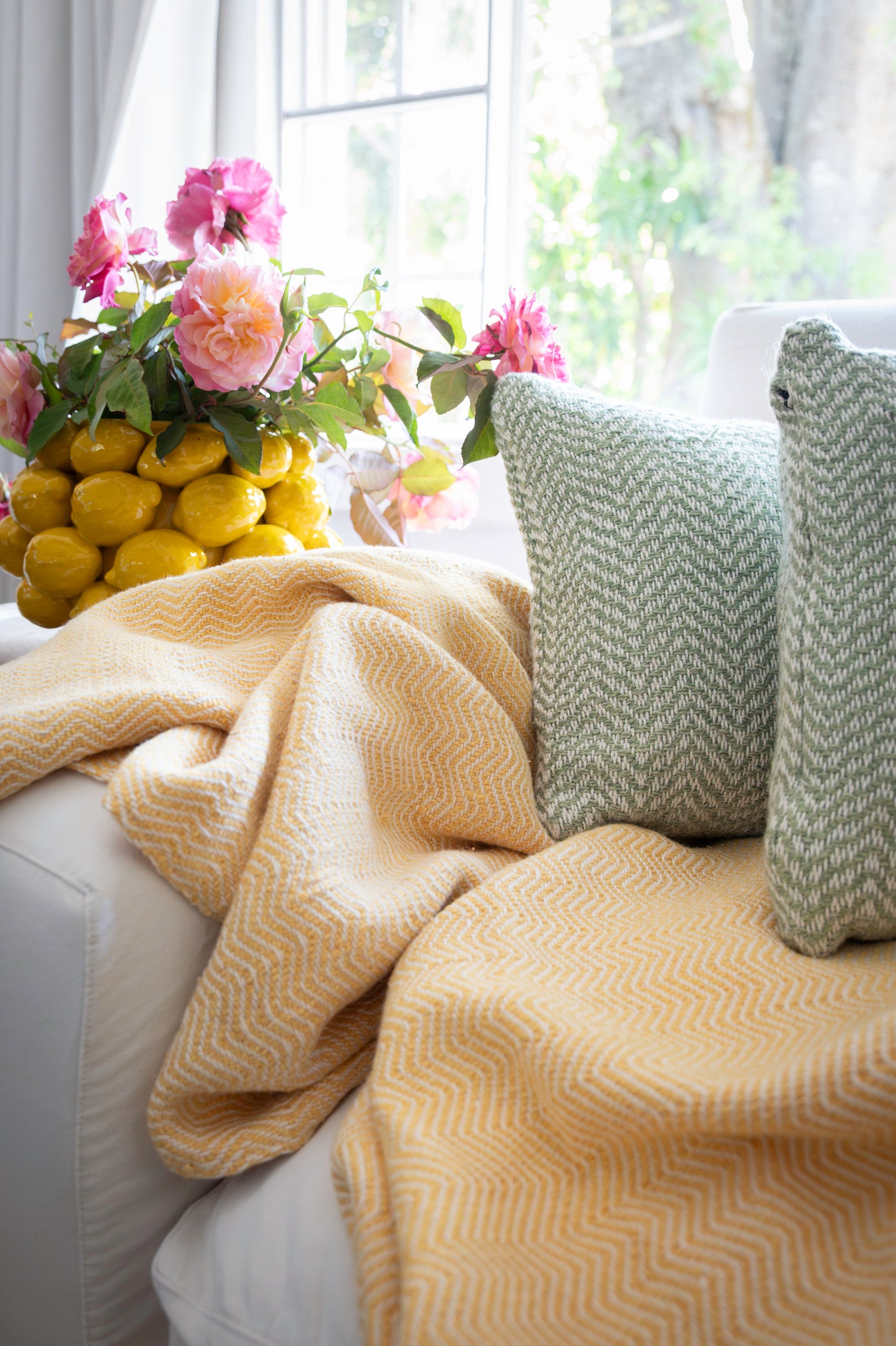 Sunshine Throw | Yellow Handwoven Cotton and Bamboo Blanket