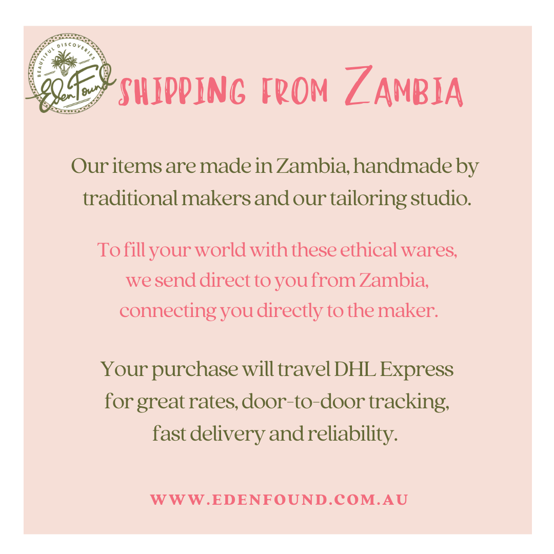 We ship from Zambia directly to you with DHL Express
