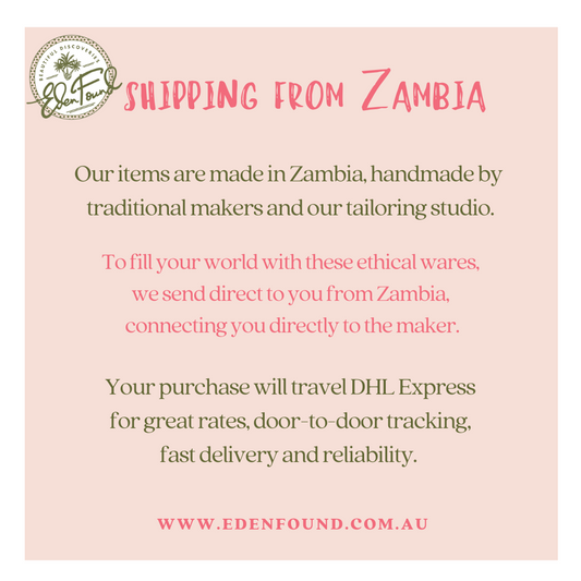 We ship from Zambia directly to you with DHL Express