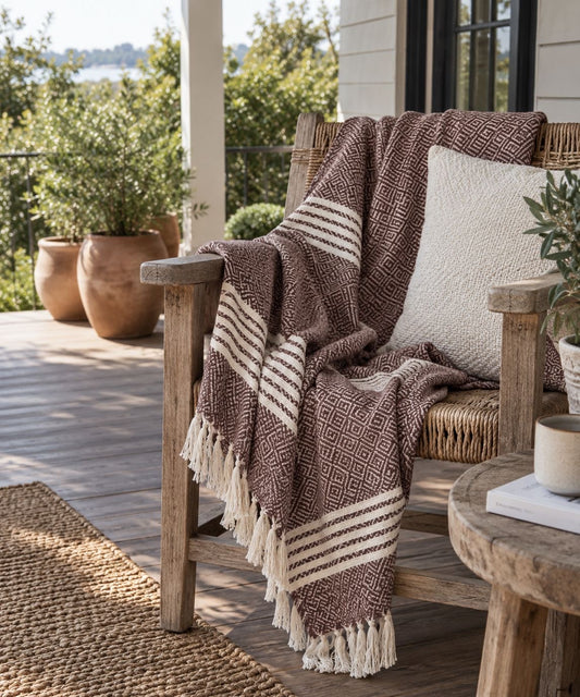 Gobi Desert Throw Blanket | Handwoven Cotton and Bamboo | Oversized