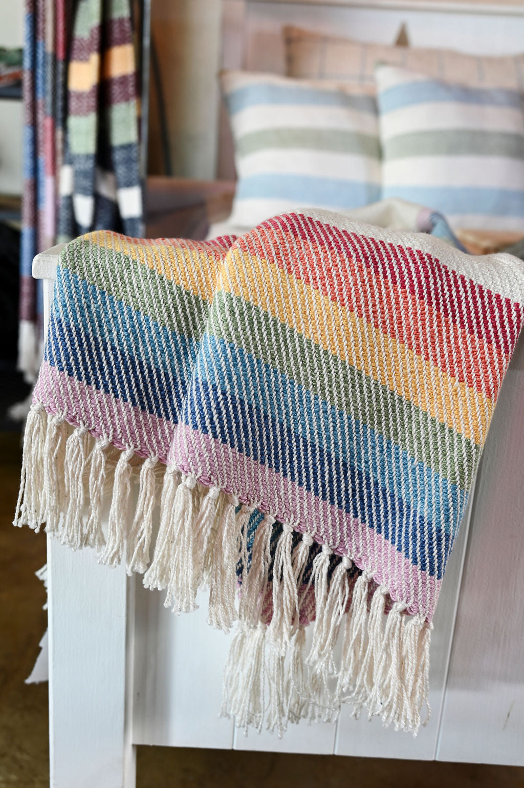 Rainbow Throw Blanket | Handwoven Cotton and Bamboo