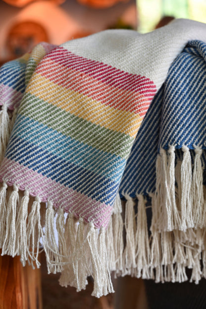 Rainbow Throw Blanket | Handwoven Cotton and Bamboo