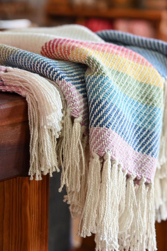 Rainbow Double Blanket | Handwoven Cotton and Bamboo  | Oversized