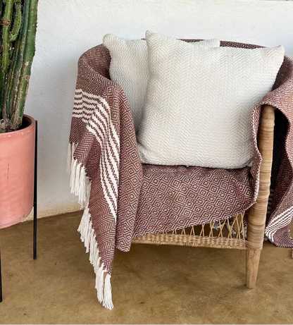 Heirloom Handwoven Cushion Covers In Ivory | Set of Two