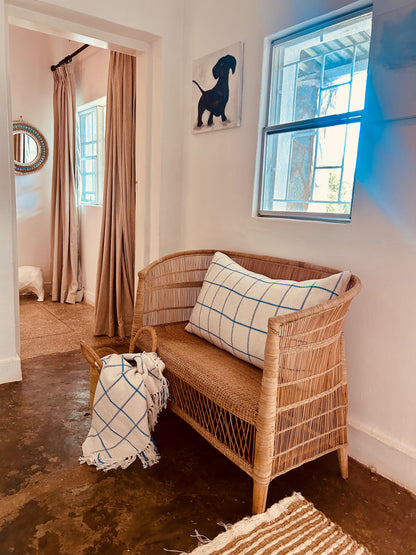 Haven Handwoven Ocean Blue Check Lumbar Cushion Cover