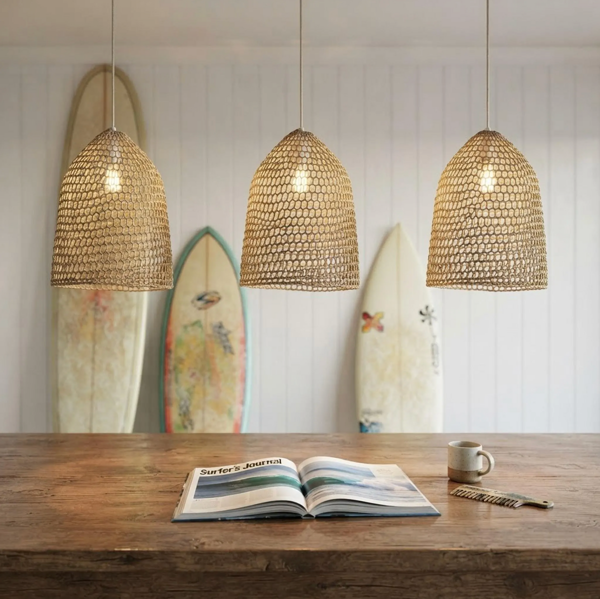 Palm Net Pendant Light Shade - Natural