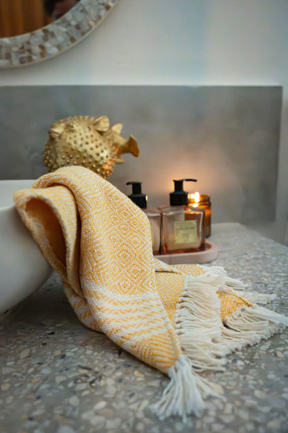 Woven Natural Fibre Hand Towels | Signature Six Stripe | Set of Two