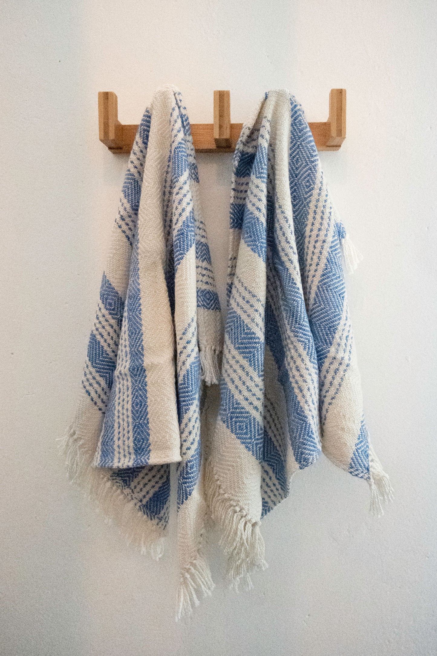 Woven Natural Fibre Hand Towels | Diamond Stripe Pattern | Set of Two