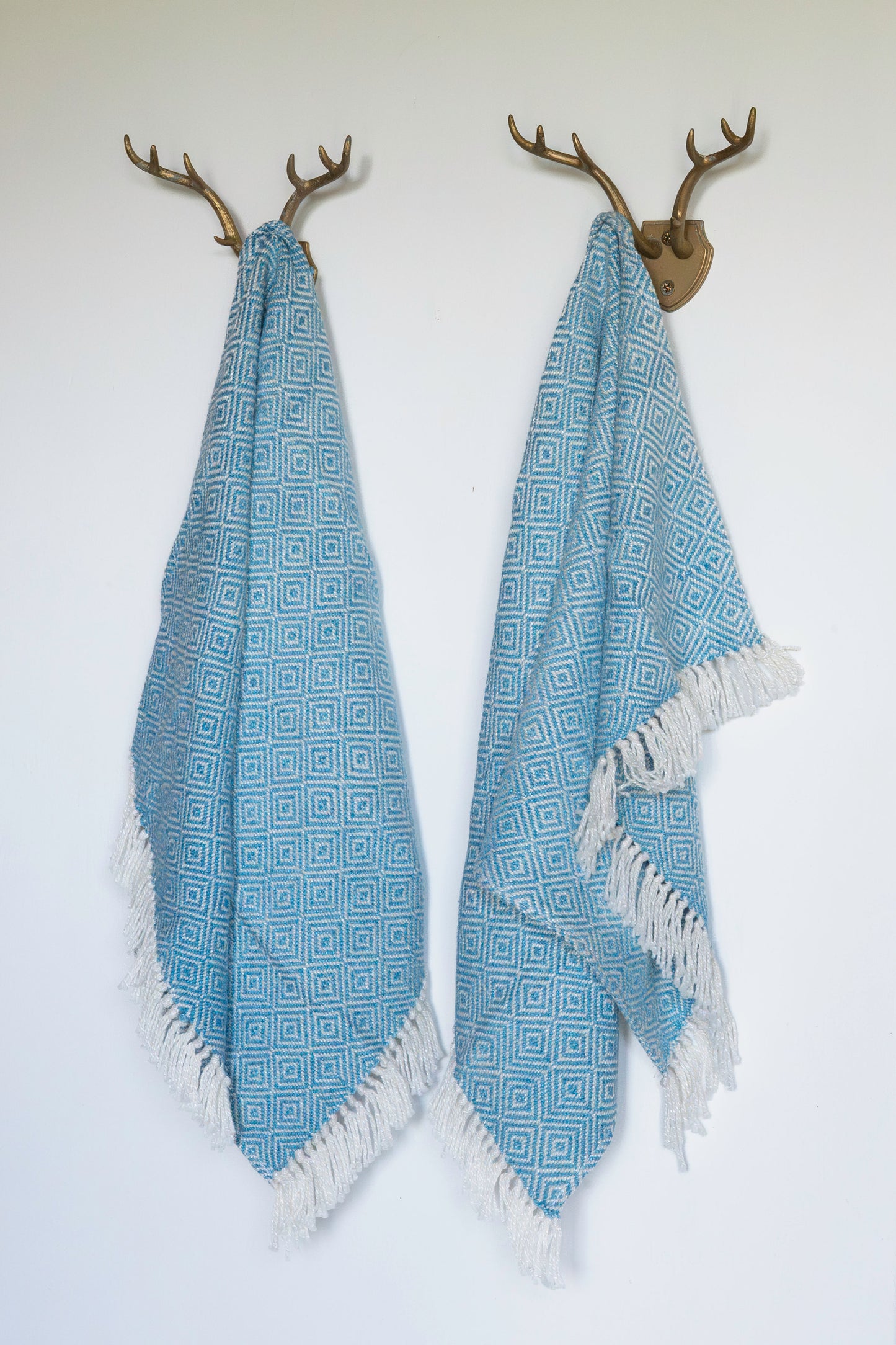 Woven Natural Fibre Hand Towels | Diamond Pattern | Set of Two