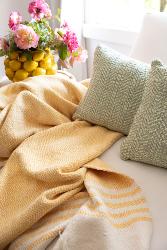 Heirloom Handwoven lumbar Cushion Covers In Sage | Set of Two