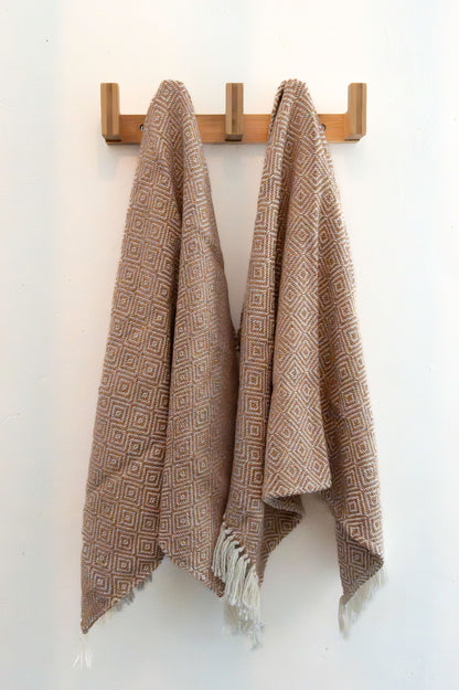 Woven Natural Fibre Hand Towels | Diamond Pattern | Set of Two