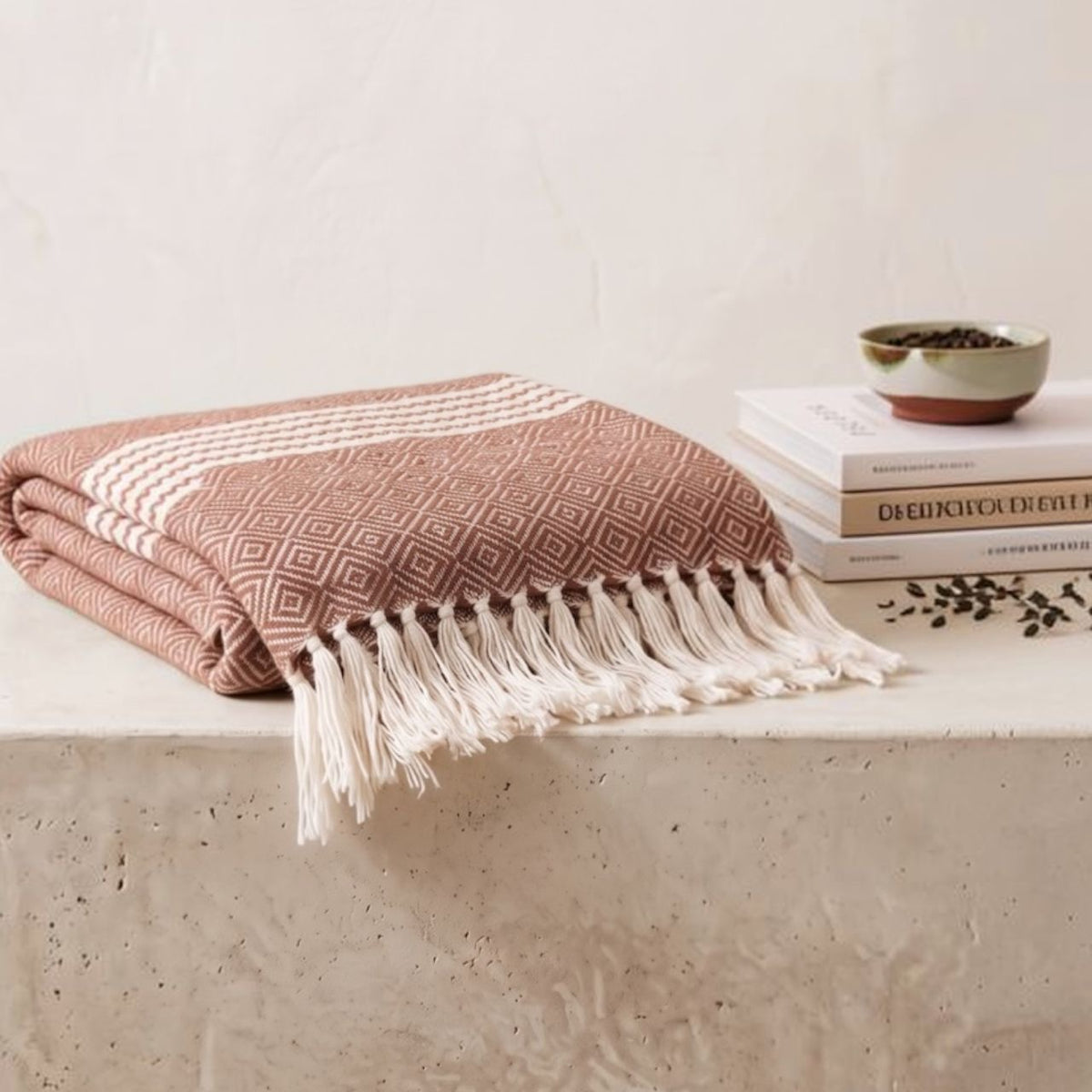 Gobi Desert Throw Blanket | Handwoven Cotton and Bamboo
