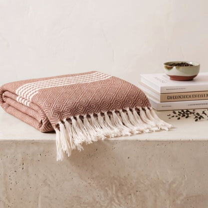 Gobi Desert Throw Blanket | Handwoven Cotton and Bamboo