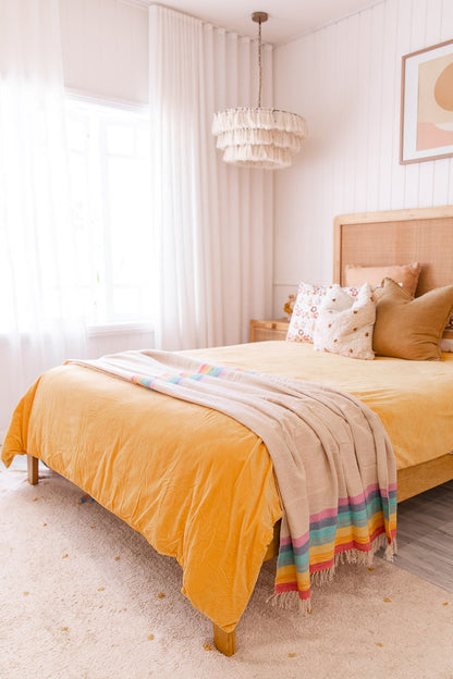 Rainbow Throw Blanket | Handwoven Cotton and Bamboo