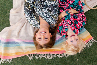Rainbow Throw Blanket | Handwoven Cotton and Bamboo