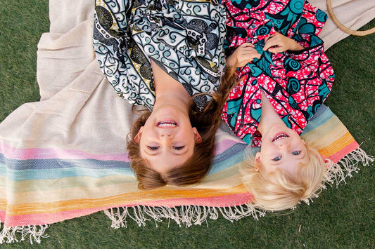 Rainbow Throw Blanket | Handwoven Cotton and Bamboo  | Oversized