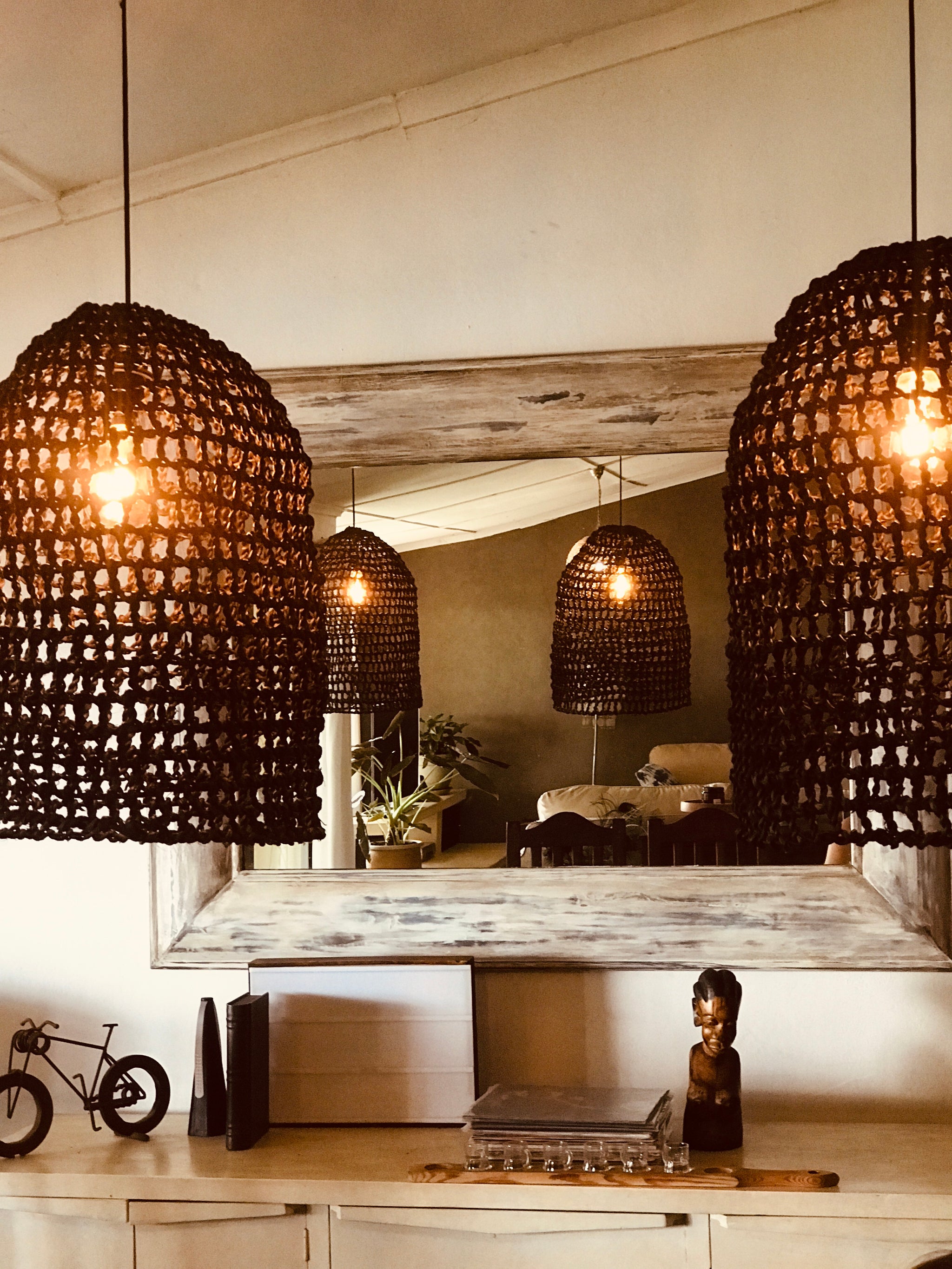 Palm Net Pendant Light Shade - Midnight Black – Eden Found